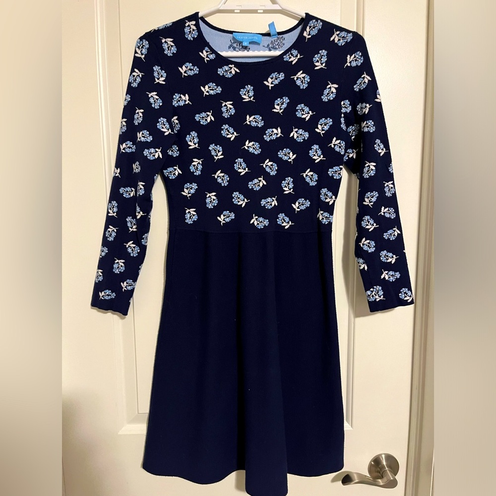 DRAPER JAMES Knit floral Sweater Dress Blue size S
